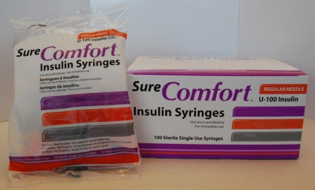 Surecomfort - Insulin Syringe with Needle 0.5 mL 30 Gauge 5/16 Inch Regular Wall NonSafety - Allison Medical - 22-6005