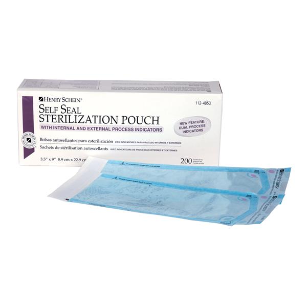Henry Schein Pouch Sterilization Selfseal 3.5 In X 9 In Blue / White L