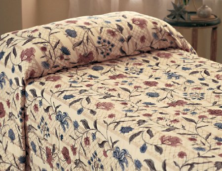 Westpoint Stevens Martex Rx Fitted Bedspread 71 W X 102 L Inch Cotton 30% / Polyester 70% Terra Cotta Print - 1C76007