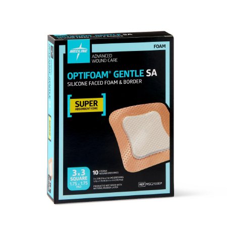 Optifoam Gentle - Silicone Foam Dressing 3 X 3 Inch Square Adhesive with Border Sterile - MSC2133EP