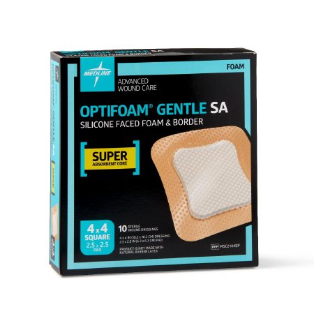 Optifoam Gentle - Silicone Foam Dressing 4 X 4 Inch Square Adhesive with Border Sterile - Medline - MSC2144EP
