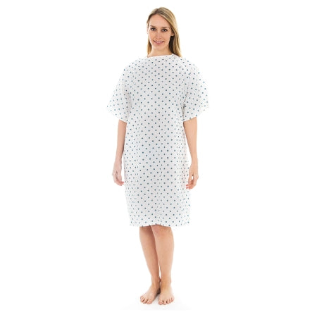 Royal Blue Intl - Patient Exam Gown One Size Fits Most White / Blue Print Reusable - 100712