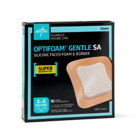 Optifoam Gentle - Silicone Foam Dressing 6 X 6 Inch Square Adhesive with Border Sterile - MSC2166EP