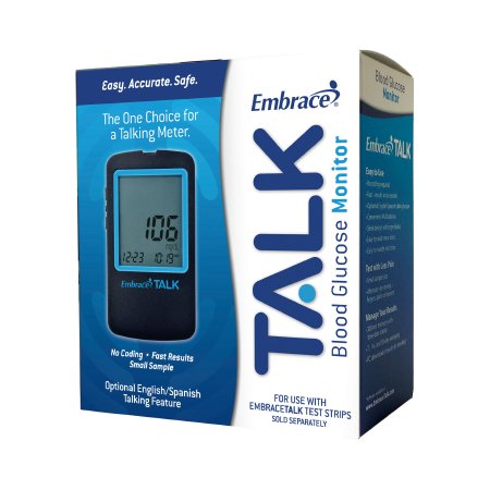 Embrace - Blood Glucose Meter 6 Second Results Stores Up To 300 Results with Date and Time No Coding Required - APX03AB0300
