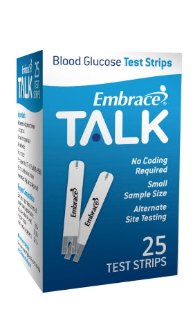 Embrace - Blood Glucose Test Strips 25 Strips per Box Provides results in only 6 seconds For Blood Glucose System - APX03AB0319