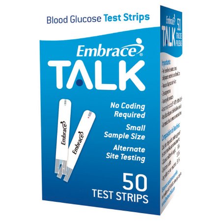 Embrace - Blood Glucose Test Strips 50 Strips per Box Talking For Blood Glucose System - APX03AB0303