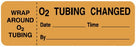 United Ad Label - Pre-Printed Label Advisory Label Orange Paper O2 Tubing Change Date___Time__ 1 X 3 Inch - ULOX412