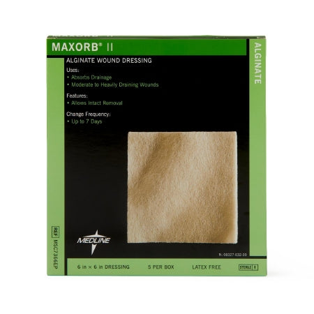 Maxorb II - Calcium Alginate Dressing 6 X 6 Inch Square Calcium Alginate Sterile - Medline - MSC7366EP