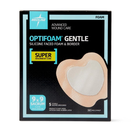 Optifoam Gentle - Silicone Foam Dressing 9 X 9 Inch Sacral Adhesive with Border Sterile - MSC2199EP
