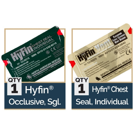 USMC HyFin - Chest Seal Kit 1 X 6 X 6 Inch 2 per Pack Pouch NonSterile - 85-1045