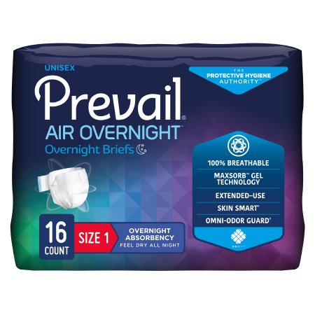 Prevail Air Overnight - Unisex Adult Incontinence Brief Size 1 Disposable Heavy Absorbency - NGX-012