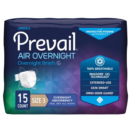 Prevail Air Overnight - Unisex Adult Incontinence Brief Size 3 Disposable Heavy Absorbency - NGX-014