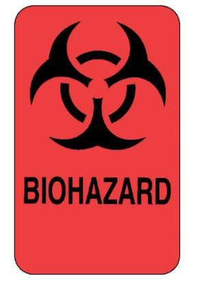 Fisher Scientific Fisherbrand Pre-Printed Label Warning Label BioHazard w/Symbol Red 2 X 3 Inch - 18999934