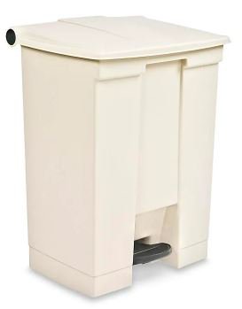 Rubbermaid - Trash Can 18 gal. Square Beige Plastic Step On - H-2669BE