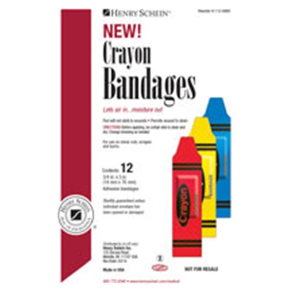 Henry Schein Bandage Strips Plastic 3/4X3" Crayon 100/Bx, 12 Bx/Ca - 1126995