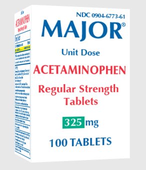 Major Pharmaceuticals Major Pain Relief 325 mg Strength Acetaminophen Unit Dose Tablet 100 per Bottle - 904677361