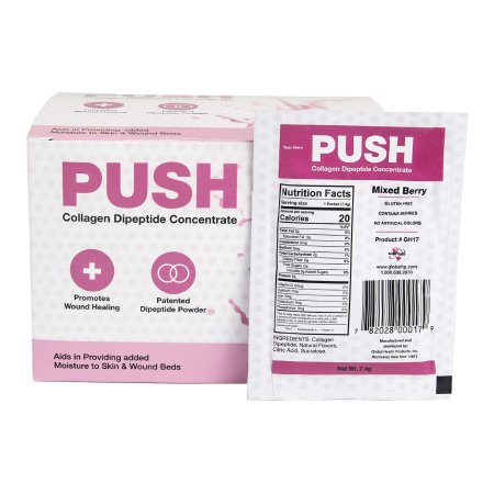 PUSH Collagen Dipeptide Concentrate - Oral Supplement Mixed Berry Flavor Powder 7.4 Gram Individual Packet - GH-17