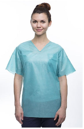 Valumax International Scrub Shirt 3X-Large Teal 1 Pocket Short Sleeves Unisex - 3520U-TE3XL