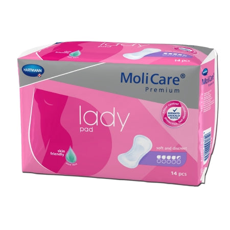 MoliCare Premium Lady Pads - Bladder Control Pad 6-1/2 X 16 Inch Moderate Absorbency Polymer Core One Size Fits Most Adult Female Disposable - 168654