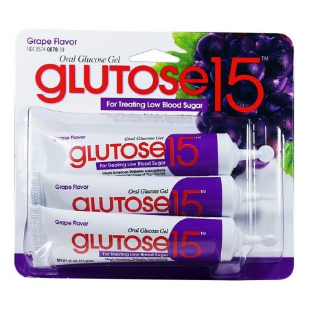 Glutose 15 - Glucose Supplement 3 per Pack Gel Grape Flavor - 00574007030