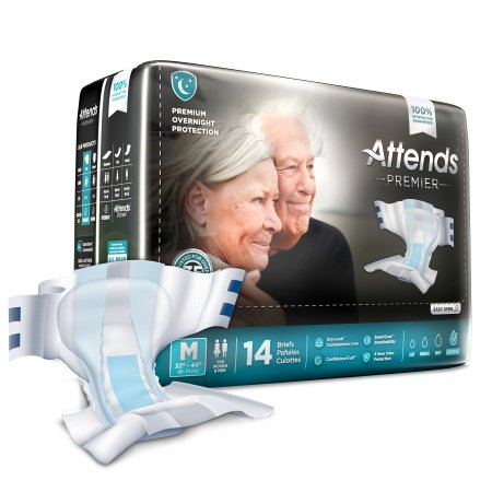 Attends Premier - Unisex Adult Incontinence Brief Medium Disposable Heavy Absorbency - ALI-BR20