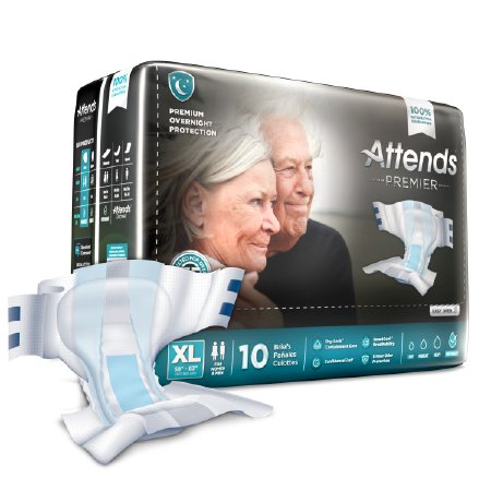 Attends Healthcare Products Attends Premier Adult Incontinent Brief Tab Closure X-Large Disposable Heavy Absorbency - ALI-BR40