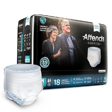 Attends Premier - Unisex Adult Absorbent Underwear Pull On with Tear Away Seams Medium Disposable Heavy Absorbency - ALI-UW20