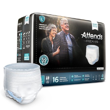 Attends Premier - Unisex Adult Absorbent Underwear Pull On with Tear Away Seams Large Disposable Heavy Absorbency - ALI-UW30