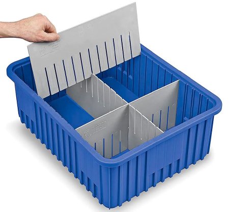 Uline - Bin Divider 8 X 14 Inch Gray Plastic - S-16978SD
