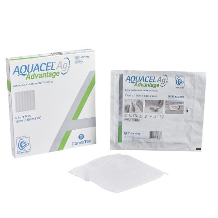 Aquacel AG Advantage - Silver Hydrofiber Dressing Aquacel Ag Advantage 6 X 6 Inch Square Sterile - 422298