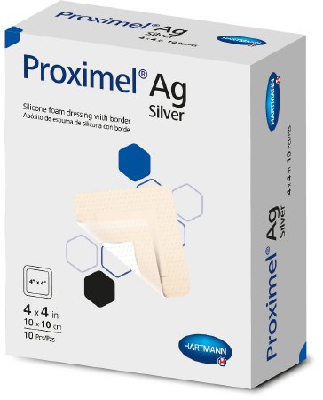 Hartmann Proximel Ag Silicone Foam Dressing with Silver 4 X 12 Inch Rectangle Sterile - 15400000