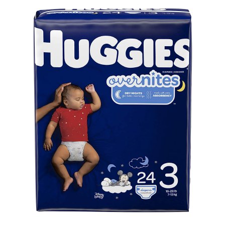 Huggies Overnites - Unisex Baby Diaper Size 3 Disposable Heavy Absorbency - 49536