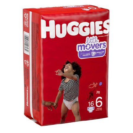 Kimberly Clark Huggies Little Movers Baby Diaper Tab Closure Size 6 Disposable Moderate Absorbency - 49693