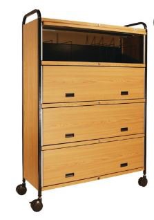 Mov-It Elite Series II - Chart Rack 5 Shelves Steel / Vinyl 15 X 53-3/4 X 72-1/4 Inch Oak - R02450F-00