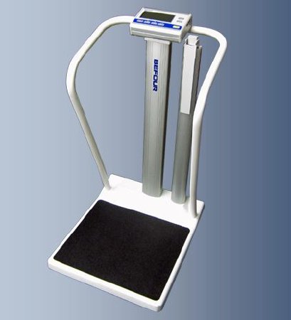 Befour - Column Scale with Handrail Digital Display 1000 lbs. / 474 kg Capacity Black / Silver / White Battery Operated - MX810