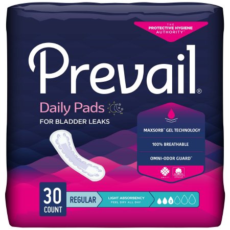 Prevail Daily Pads - Bladder Control Pad 9-1/4 Inch Length Light Absorbency Polymer Core One Size Fits Most Adult Female Disposable - PV-930/2