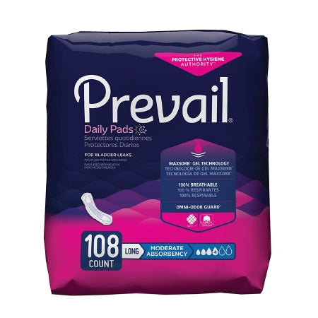 First Quality PrevailDaily Pads Bladder Control Pad 11 Inch Length Moderate Absorbency Polymer One Size Fits Most Female Disposable - PV-914/2