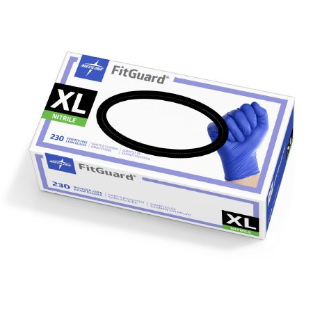 FitGuard - Exam Glove X-Large NonSterile Nitrile Standard Cuff Length Textured Fingertips Dark Blue Chemo Tested - Medline - TRG400XL