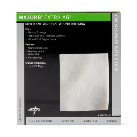 Maxorb Extra Ag+ - Silver Alginate Dressing 6 X 6 Inch Square Sterile - Medline - MSC9466EP