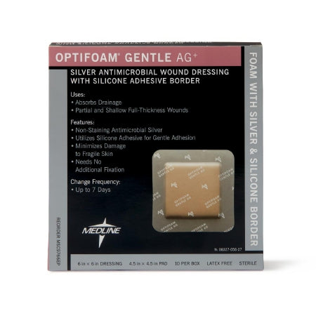 Optifoam Gentle Ag+ - Silver Foam Dressing 4 X 4 Inch Square Sterile - MSC9766EP