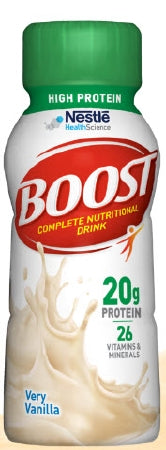 Nestle Healthcare Nutrition Boost High Protein Oral Protein Supplement Very Vanilla Flavor 8 oz. Bottle Ready to Use - 12324324