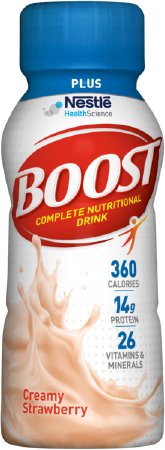 Nestle Healthcare Nutrition Boost Plus Oral Supplement Creamy Strawberry Flavor 8 oz. Bottle Ready to Use - 12187380