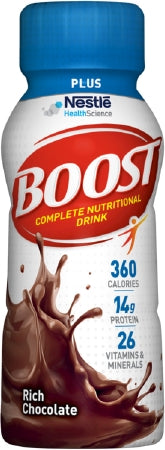 Nestle Healthcare Nutrition Boost Plus Oral Supplement Rich Chocolate Flavor 8 oz. Bottle Ready to Use - 12187356