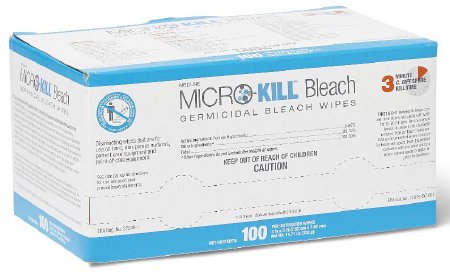 Micro-Kill Bleach - Surface Disinfectant Cleaner Premoistened Germicidal Manual Pull Wipe 100 Count Individual Packet Bleach Scent NonSterile - MSC351420AN