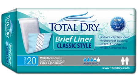 Secure Personal Care Products TotalDry Incontinence Liner 13 Inch Length Moderate Absorbency Thermal Bonded One Size Fits Most Unisex Disposable - SP1567