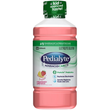 Abbott Nutrition Pedialyte AdvancedCare Pediatric Oral Electrolyte Solution Strawberry Lemonaid Flavor 1 Liter Bottle Ready to Use - 64301