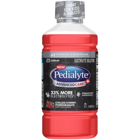 Abbott Nutrition Pedialyte AdvancedCare Plus Pediatric Oral Electrolyte Solution Chilled Cherry Pomegranate Flavor 1 Liter Bottle Ready to Use - 66645