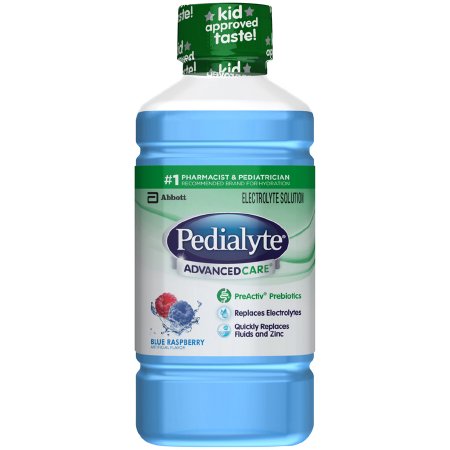 Abbott Nutrition Pedialyte AdvancedCare Pediatric Oral Electrolyte Solution Blue Raspberry Flavor 1 Liter Bottle Ready to Use - 63059