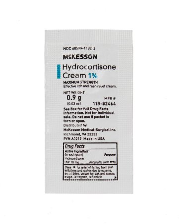 Mckesson Brand Itch Relief Mckesson 1% Strength Cream 0.9 Gram Individual Packet - 118-82464