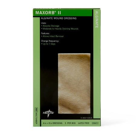 Maxorb II - Calcium Alginate Dressing 4 X 8 Inch Rectangle Calcium Alginate Sterile - Medline - MSC7348EP